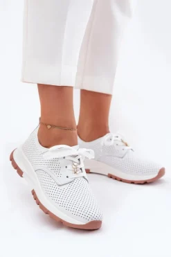 Artiker Buty Sportowe Na Platformie|Półbuty Skórzane*Skórzane Półbuty Damskie Z Przypinką 54C1810 Białe Biały