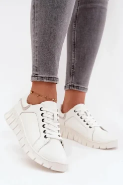 Damskie Buty damskie Vinceza Skórzane Półbuty Damskie Ze Sznurowaniem Vinceza 41493 Białe