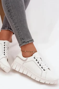 Damskie Buty damskie Vinceza Skórzane Półbuty Damskie Ze Sznurowaniem Vinceza 41493 Białe