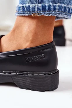 Sale Big Star Shoes Skórzane Półbuty Loafery Big Star II274100 Czarne