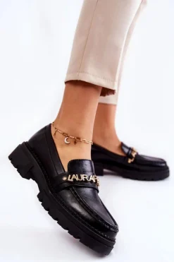 New Boto Skórzane Półbuty Loafery Literki La.Fi 210001B-PU Czarne