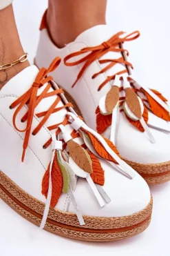 Maciejka Buty Sportowe Na Platformie*Skórzane Półbuty 04550-11 Białe