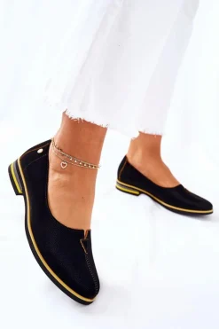 Damskie Maciejka Skórzane Półbuty Czarne 05035-07