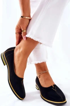 Damskie Maciejka Skórzane Półbuty Czarne 05035-07