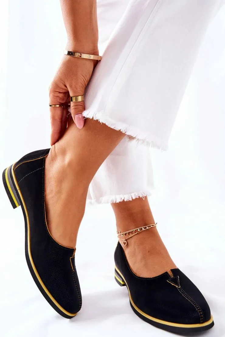 Damskie Maciejka Skórzane Półbuty Czarne 05035-07