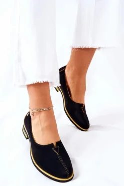 Damskie Maciejka Skórzane Półbuty Czarne 05035-07