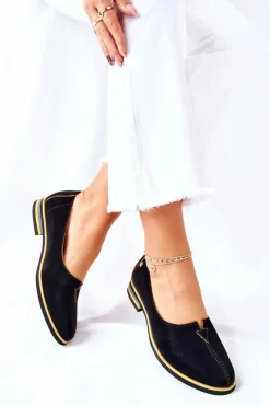 Damskie Maciejka Skórzane Półbuty Czarne 05035-07