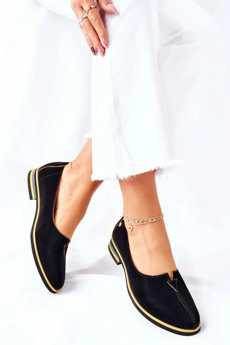 Damskie Maciejka Skórzane Półbuty Czarne 05035-07