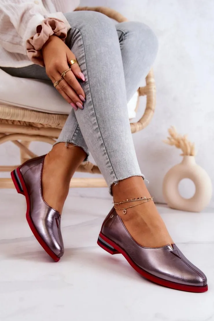 Online Maciejka Skórzane Półbuty Srebrne 05035-42