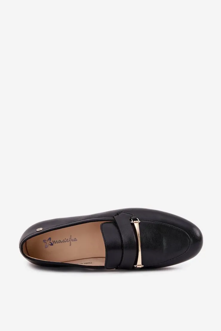 Maciejka Loafersy Damskie|Półbuty Skórzane*Skórzane Półbuty Mokasyny Damskie K6809-01 Czarne Czarny