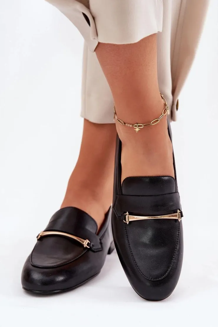 Maciejka Loafersy Damskie|Półbuty Skórzane*Skórzane Półbuty Mokasyny Damskie K6809-01 Czarne Czarny