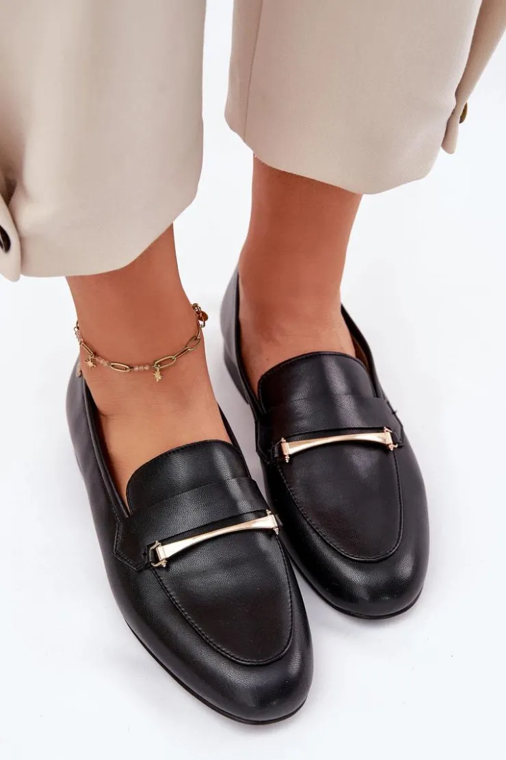 Maciejka Loafersy Damskie|Półbuty Skórzane*Skórzane Półbuty Mokasyny Damskie K6809-01 Czarne Czarny