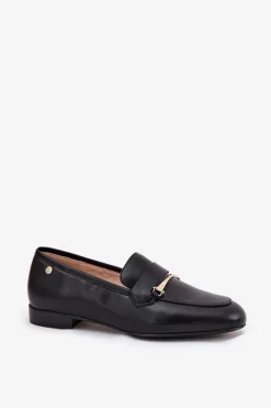 Maciejka Loafersy Damskie|Półbuty Skórzane*Skórzane Półbuty Mokasyny Damskie K6809-01 Czarne Czarny