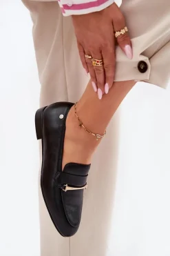 Maciejka Loafersy Damskie|Półbuty Skórzane*Skórzane Półbuty Mokasyny Damskie K6809-01 Czarne Czarny