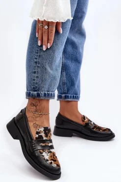 Damskie Maciejka Skórzane Półbuty Mokasyny Damskie 06250-01 Czarne