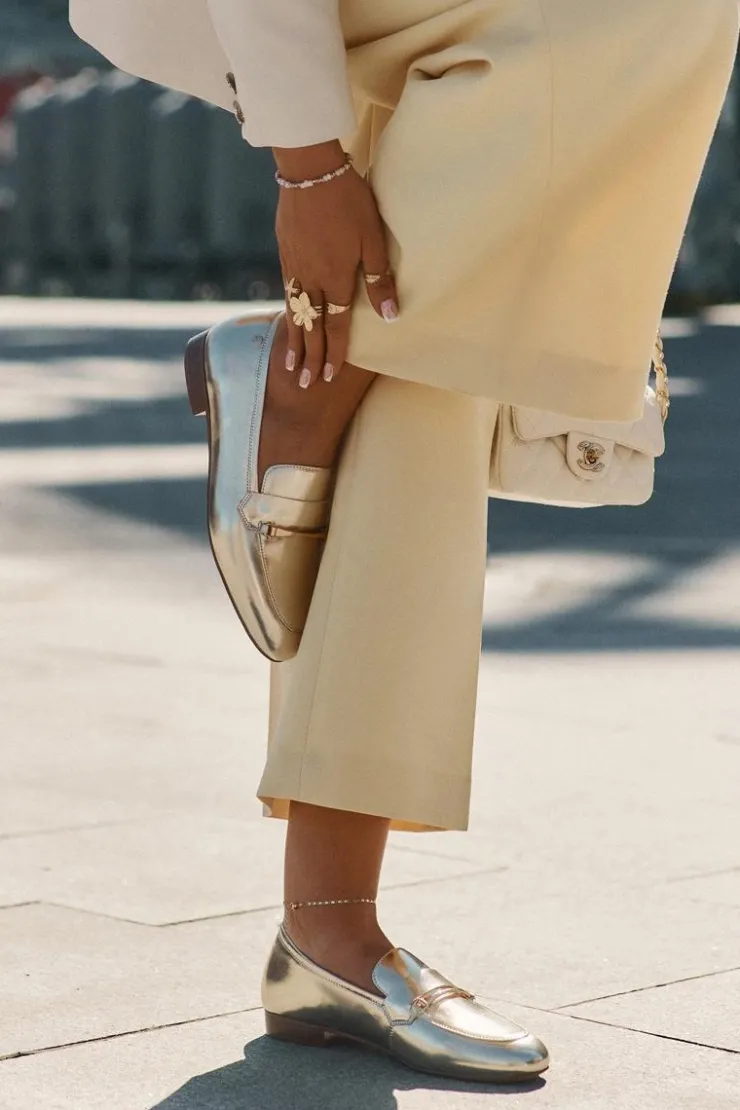 Damskie Maciejka Skórzane Półbuty Mokasyny Damskie K6809-25 Złote