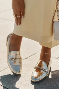 Damskie Maciejka Skórzane Półbuty Mokasyny Damskie K6809-25 Złote