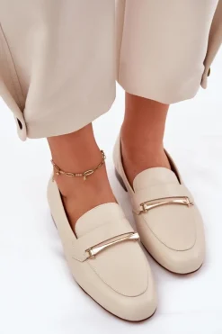 Best Maciejka Skórzane Półbuty Mokasyny Damskie K6809-04 Beżowe Beżowy