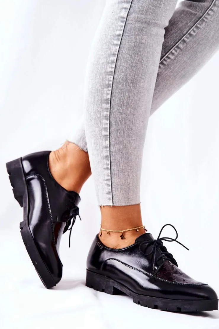 Sale Monnari Skórzane Półbuty M73/1 Czarne