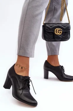 Online Boto Skórzane Półbuty Na Obcasie Czarne Mavitte