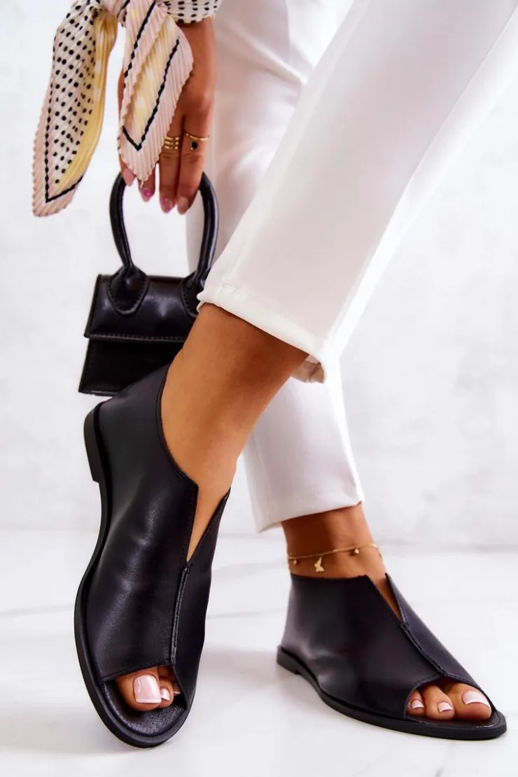 Boto Półbuty Skórzane*Skórzane Półbuty Na Suwak Nicole 2718/001 Czarne