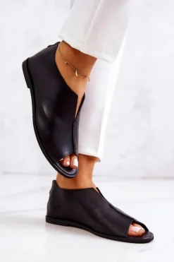 Boto Półbuty Skórzane*Skórzane Półbuty Na Suwak Nicole 2718/001 Czarne