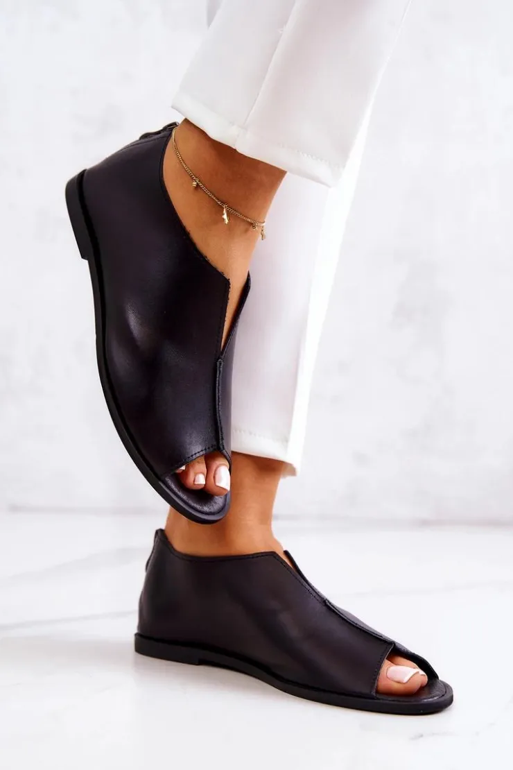 Boto Półbuty Skórzane*Skórzane Półbuty Na Suwak Nicole 2718/001 Czarne