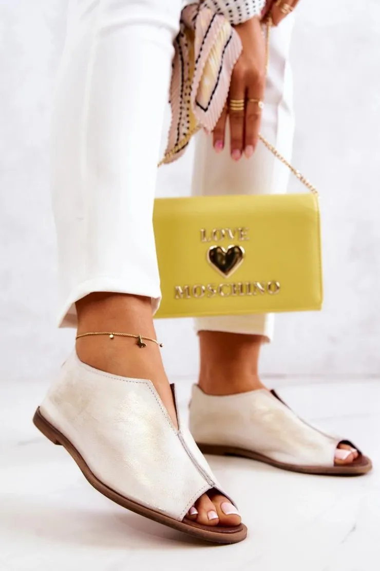 Online Boto Skórzane Półbuty Na Suwak Nicole 2718/004 Biało-Złote