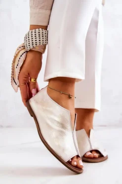 Online Boto Skórzane Półbuty Na Suwak Nicole 2718/004 Biało-Złote