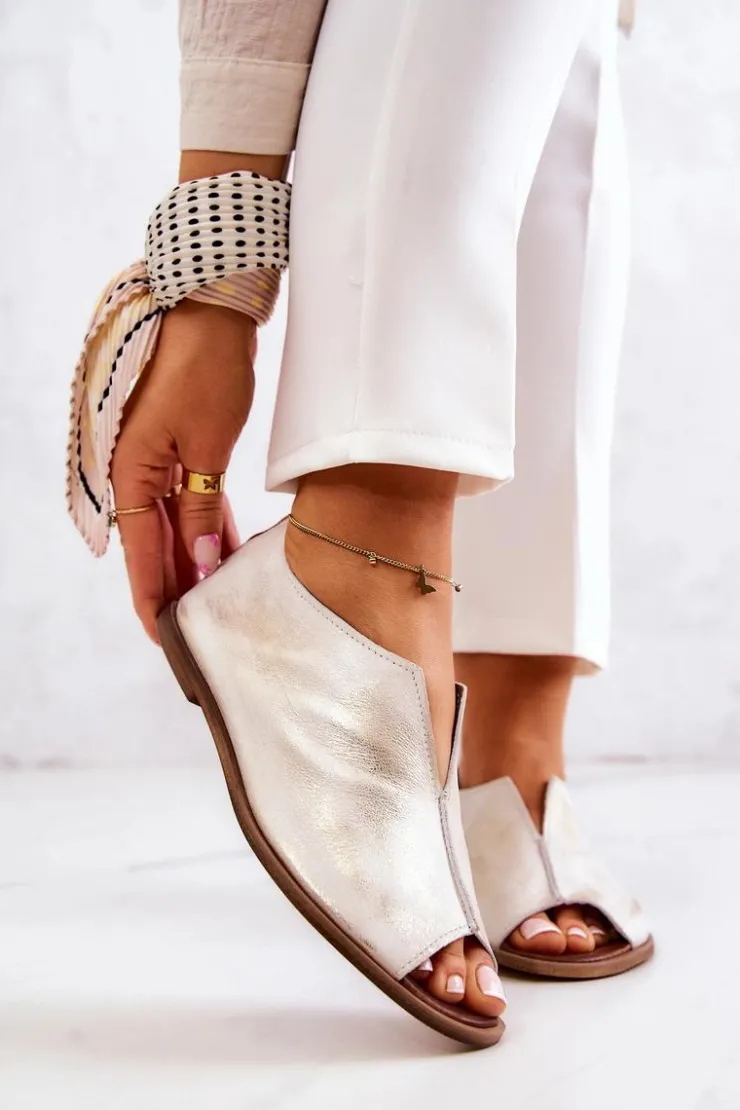 Online Boto Skórzane Półbuty Na Suwak Nicole 2718/004 Biało-Złote