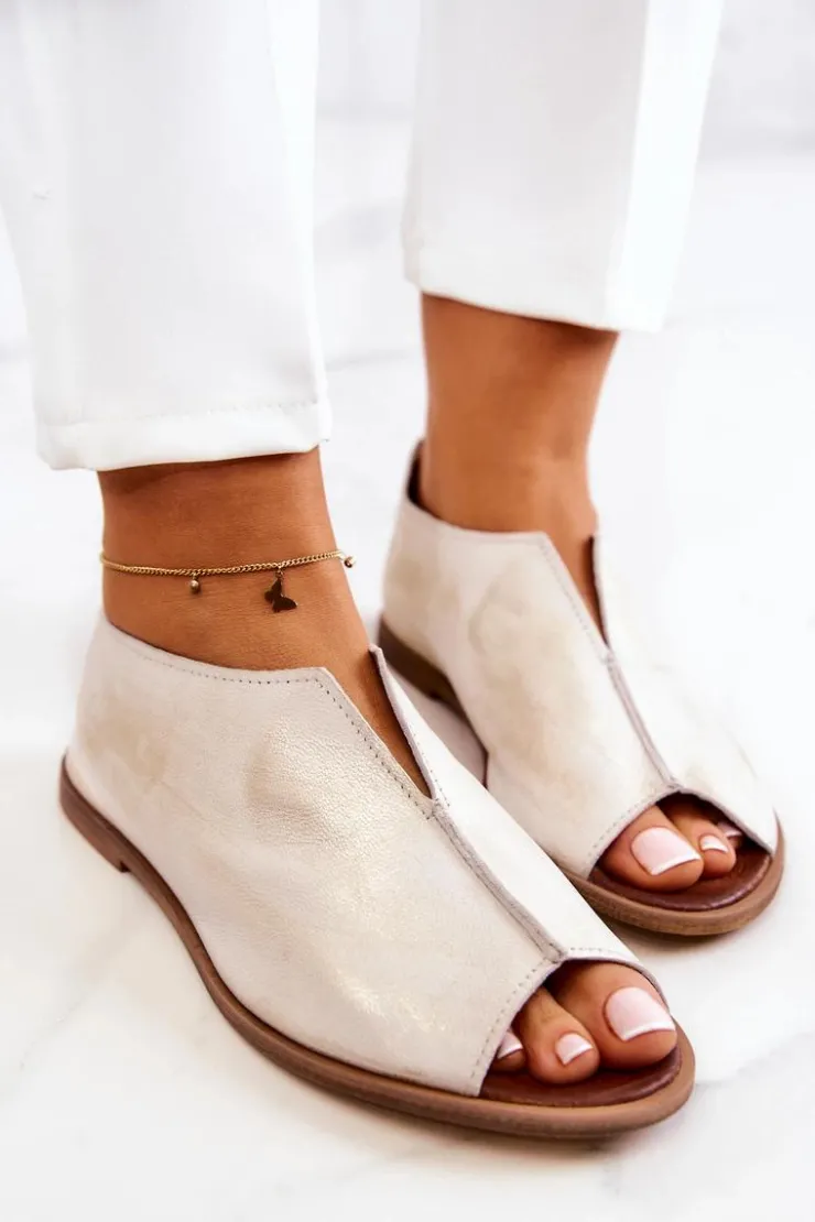 Online Boto Skórzane Półbuty Na Suwak Nicole 2718/004 Biało-Złote