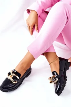 Sale Boto Skórzane Półbuty Nicole Lakierowane Czarne 2665