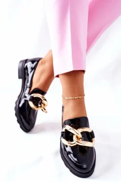 Sale Boto Skórzane Półbuty Nicole Lakierowane Czarne 2665