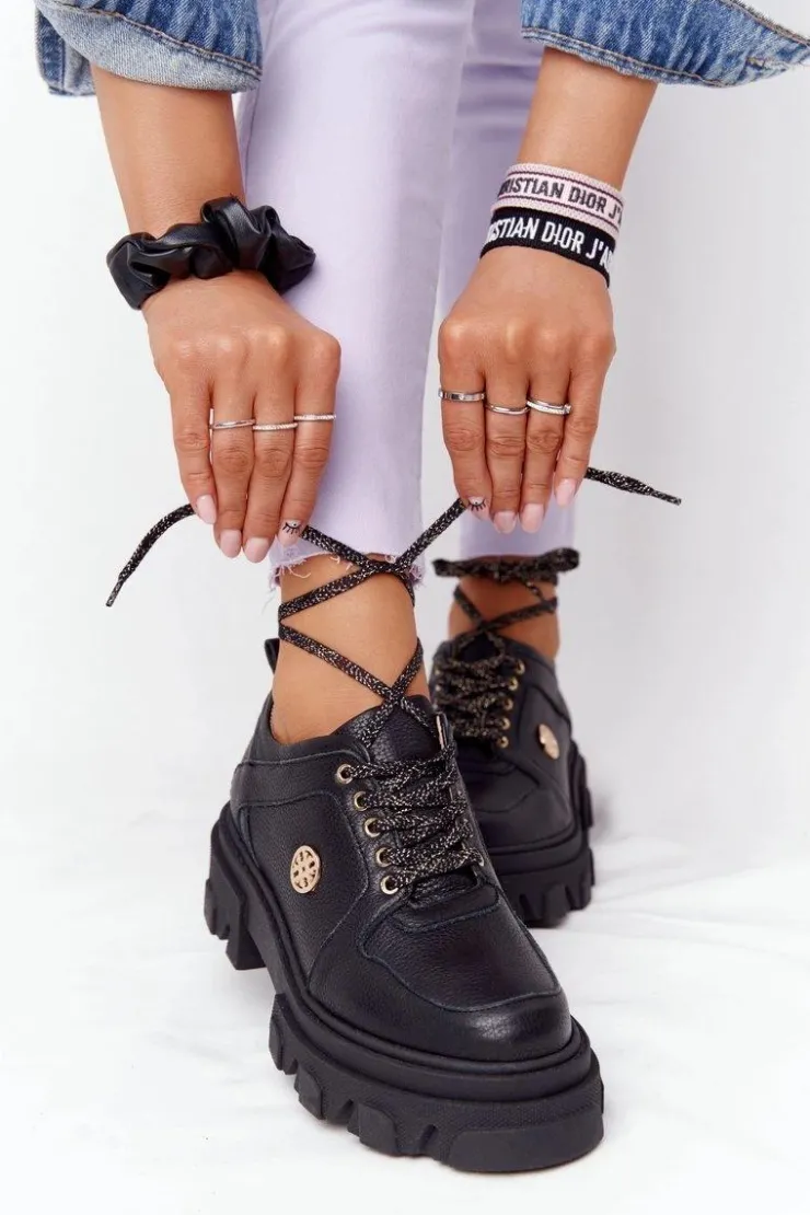 Boto Skórzane Półbuty Oxfordy Lewski Shoes 3011-0 Czarne