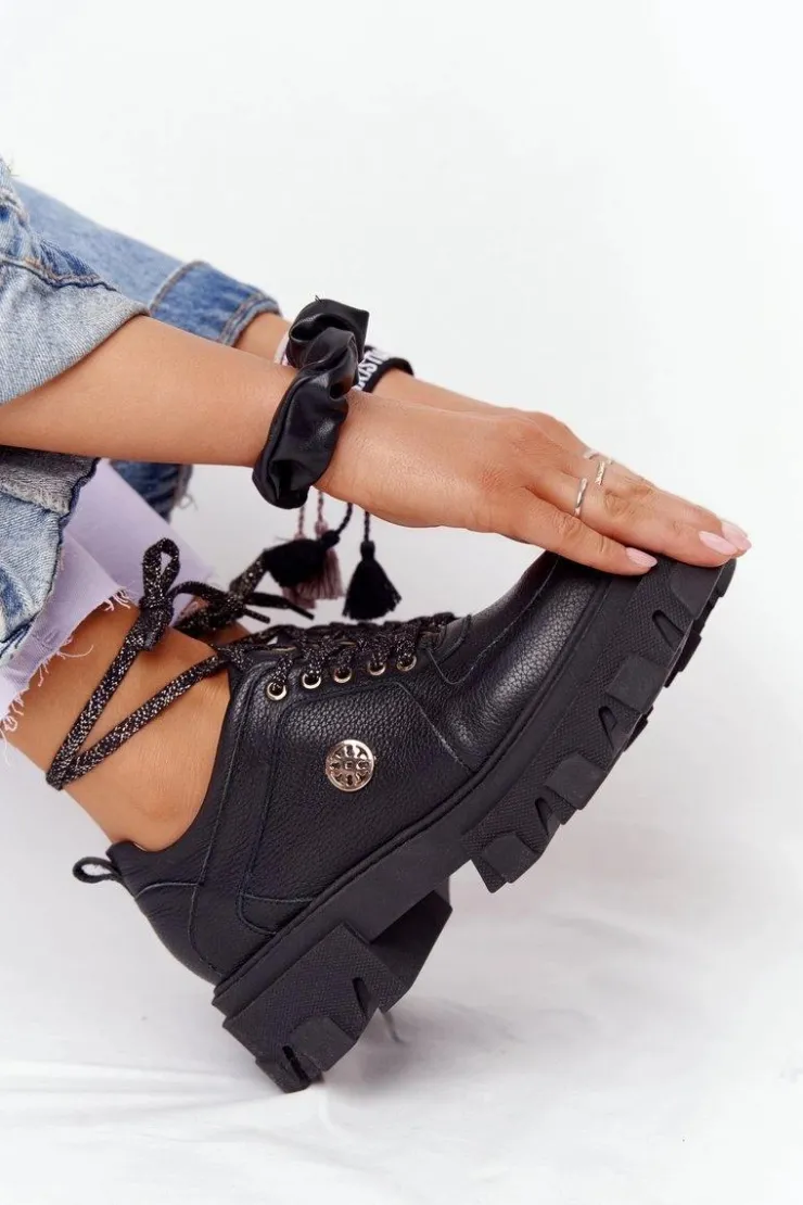 Boto Skórzane Półbuty Oxfordy Lewski Shoes 3011-0 Czarne