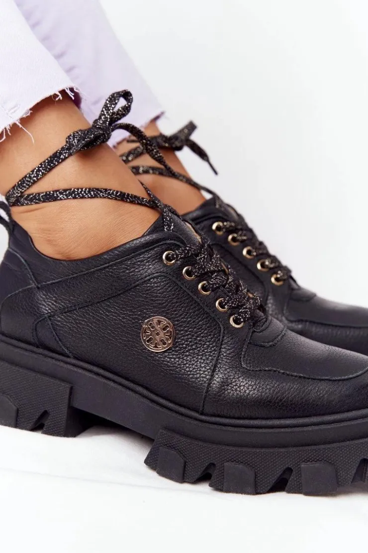 Boto Skórzane Półbuty Oxfordy Lewski Shoes 3011-0 Czarne