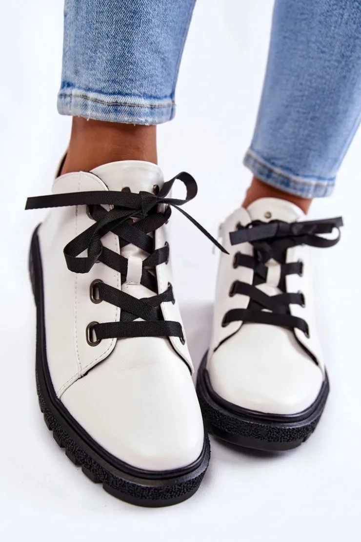 Discount Buty Sergio Leone Skórzane Pół PB210 Białe