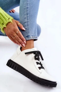 Discount Buty Sergio Leone Skórzane Pół PB210 Białe