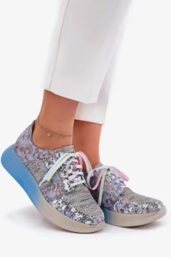 Maciejka Buty Sportowe Na Platformie|Półbuty Skórzane*Skórzane Półbuty Sneakersy Damskie Na Platformie 06776A-06 Niebieskie
