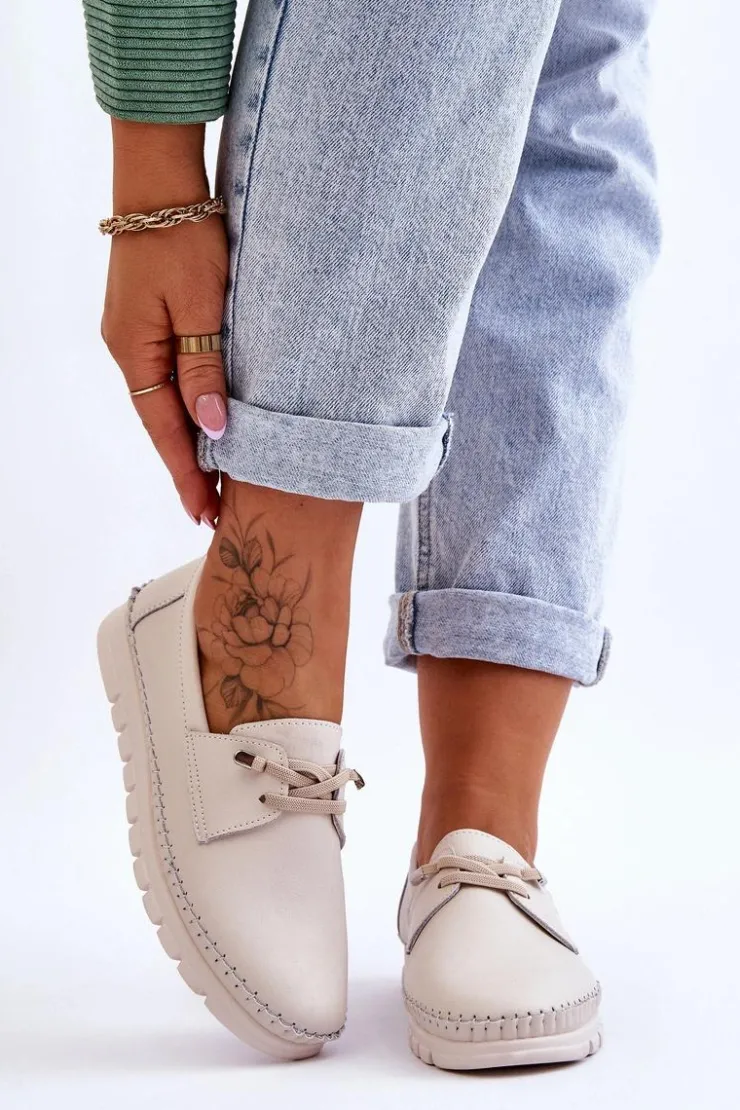 Discount Buty damskie Vinceza Skórzane Półbuty Wsuwane Beżowe Archie