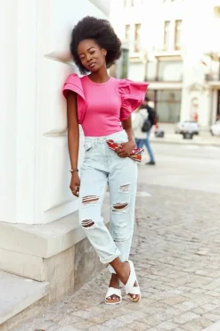 Damskie Big Star Shoes Skórzane Profilowane Klapki Big Star HH274647 Białe