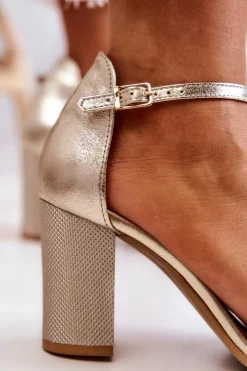 Boto Sandały Ażurowe|Sandały Na Obcasie*Skórzane Sandałki Ażurowe Lewski 2869 Złote