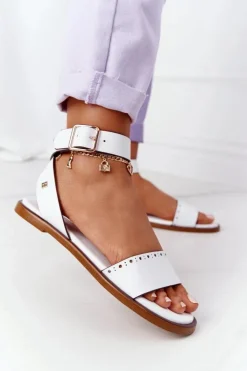 Discount Big Star Shoes Skórzane Sandały Big Star HH274722 Białe