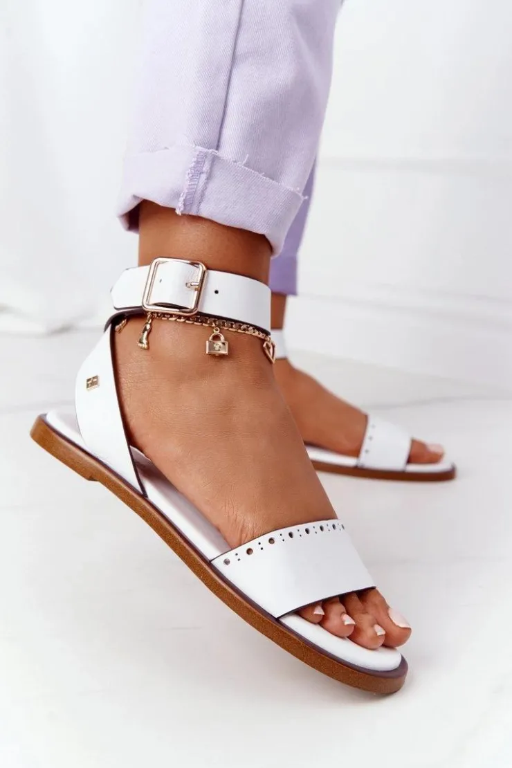 Discount Big Star Shoes Skórzane Sandały Big Star HH274722 Białe