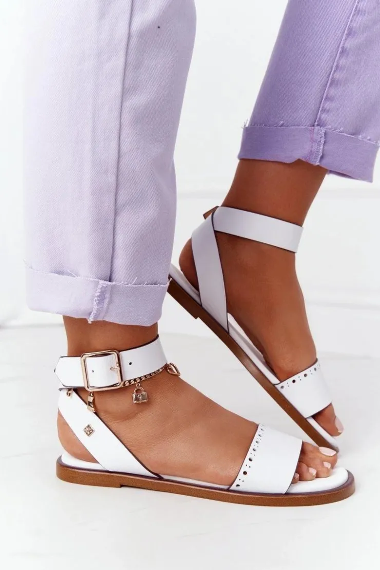 Discount Big Star Shoes Skórzane Sandały Big Star HH274722 Białe