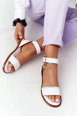 Discount Big Star Shoes Skórzane Sandały Big Star HH274722 Białe