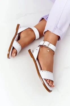 Discount Big Star Shoes Skórzane Sandały Big Star HH274722 Białe