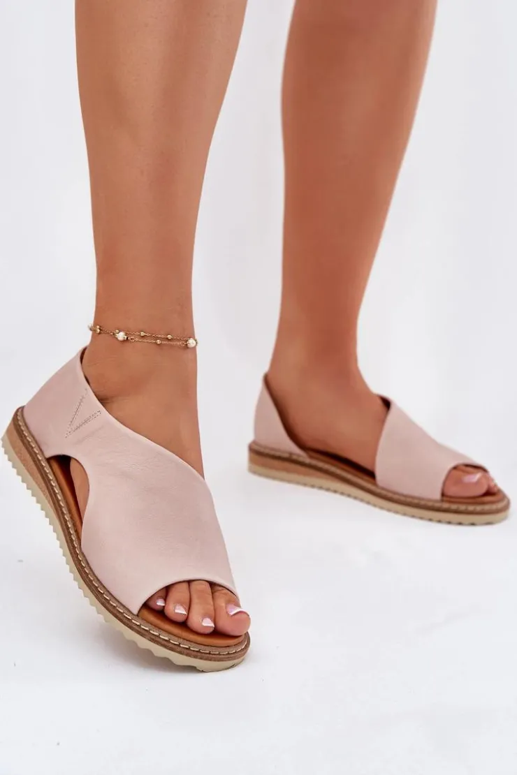 Damskie Artiker Skórzane Sandały Damskie 46C1018 Jasnoróżowe