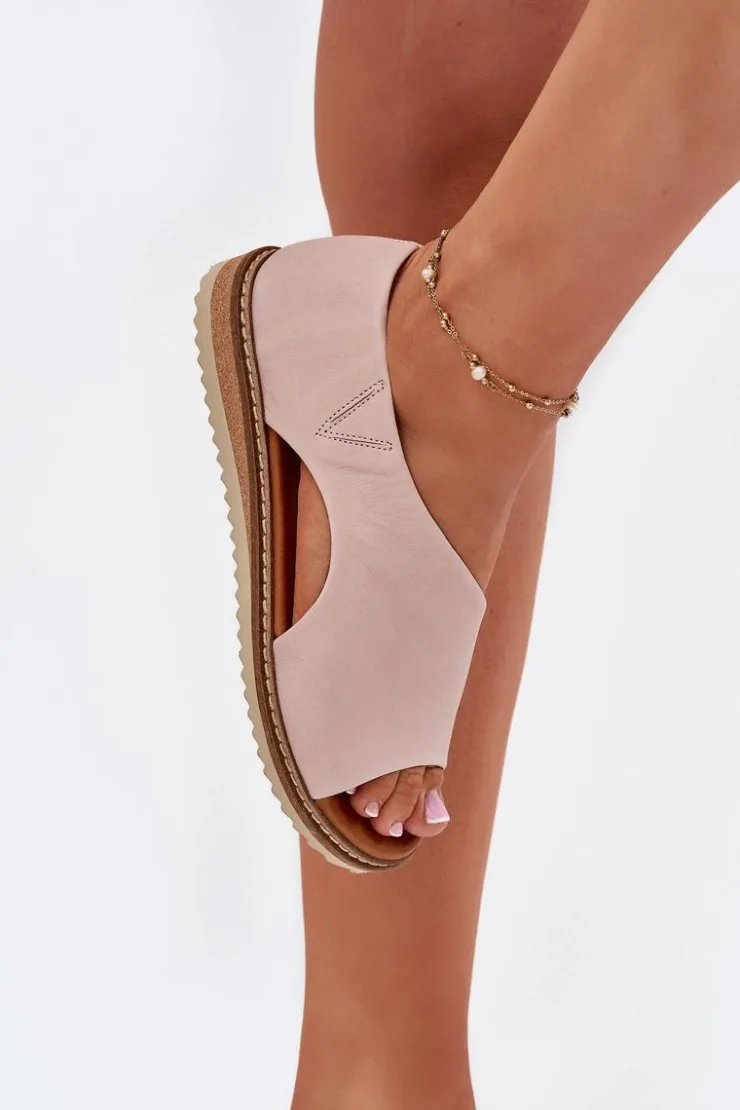 Damskie Artiker Skórzane Sandały Damskie 46C1018 Jasnoróżowe