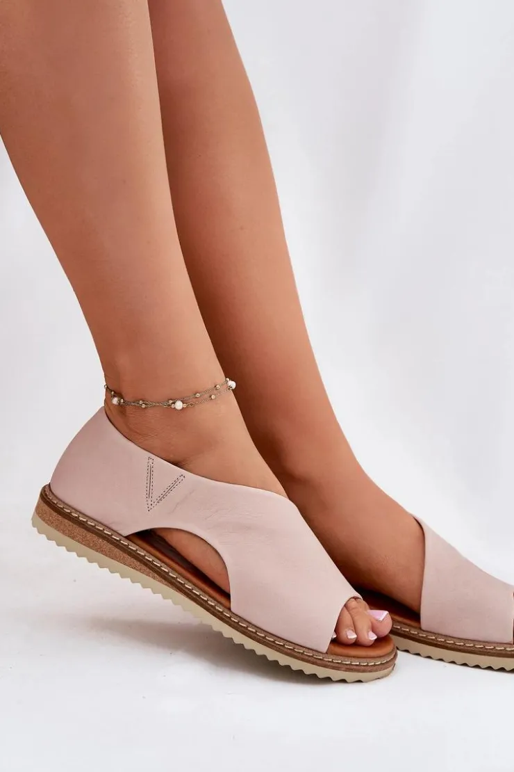 Damskie Artiker Skórzane Sandały Damskie 46C1018 Jasnoróżowe